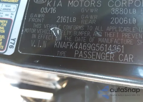 2016 Kia Forte Lx из США, поврежденный, VIN KNAFK4A69G5614361